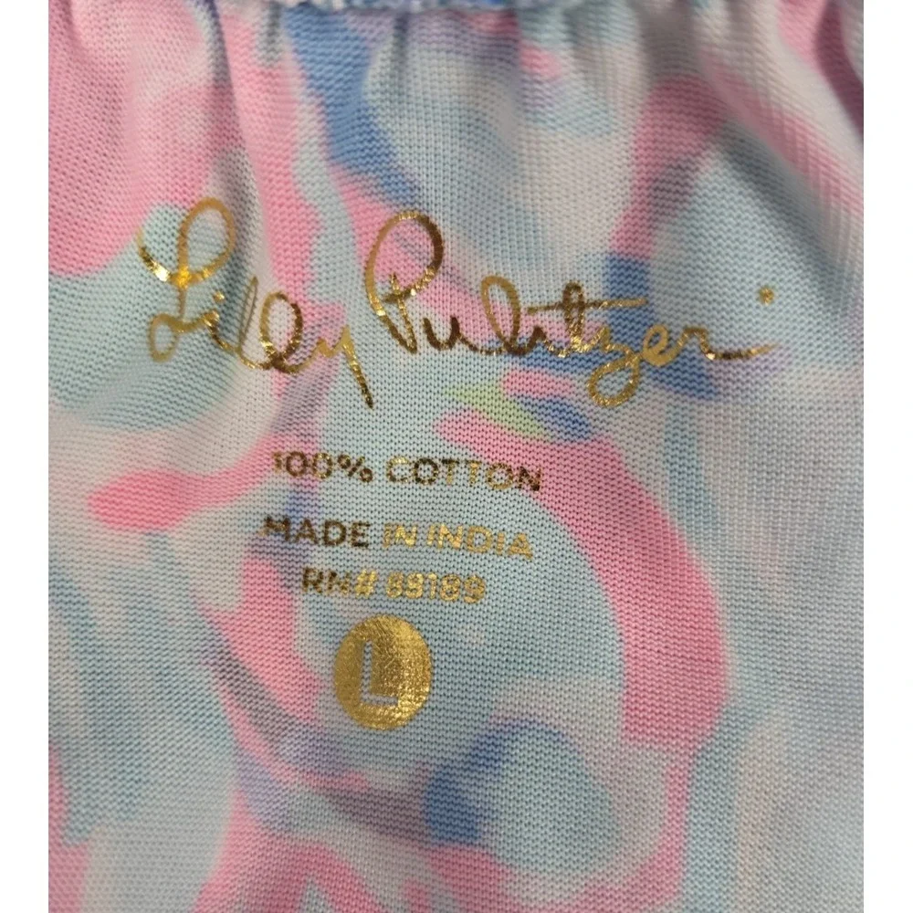 Lilly Pulitzer Girls L Off Shoulder Sundress Romper Skirt Blue Pink Bell Sleeve